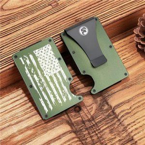 Personalized Minimalist Engraved Aluminum Money Clip Wallet, Men Slim Front